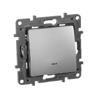 Выключатель Legrand Etika 672403 одноклавишный скрытая установка алюминий с подсветкой