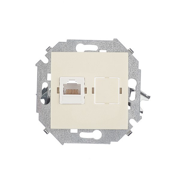 Розетка компьютерная Simon 15 1591598-031 скрытая установка слоновая кость один модуль RJ45 cat 5e