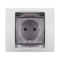 Розетка с рамкой Schneider Electric Unica NEW NU003718 скрытая установка белая с заземлением IP44 со шторками с крышкой