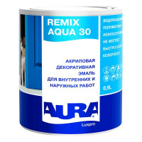 Эмаль акриловая Aura Remix Aqua 30 полуматовая белая основа А 0,9 л