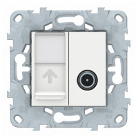Розетка телевизионная/компьютерная Schneider Electric Unica NEW NU547018 одиночная скрытая установка белая модули TV и RJ45 cat 6 UTP