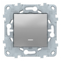 Выключатель Schneider Electric Unica NEW NU520130N одноклавишный скрытая установка алюминий с подсветкой