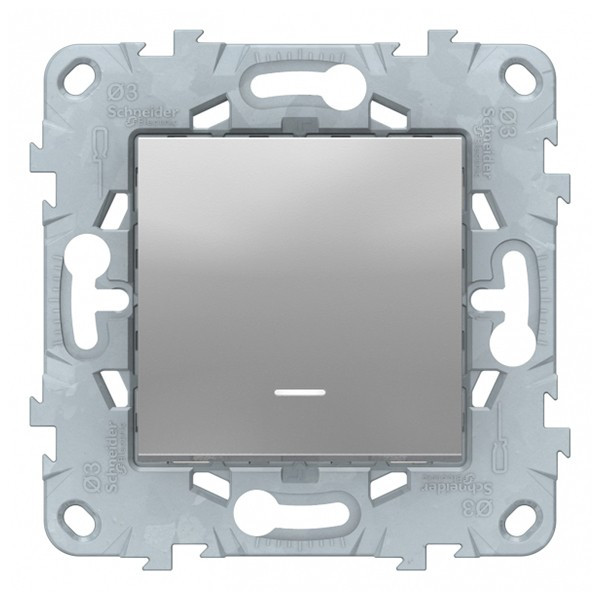 Выключатель Schneider Electric Unica NEW NU520130N одноклавишный скрытая установка алюминий с подсветкой