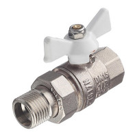 Кран шаровой латунный VALTEC Base (VT.227.NW.04) 1/2 ВР(г) х 1/2 НР(ш) бабочка с полусгоном прямой