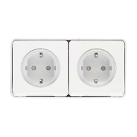 Розетка Schneider Electric Mureva S двойная MUR39035 открытая установка белая с заземлением IP55 влагозащищенная со шторками