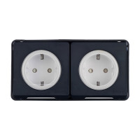 Розетка Schneider Electric Mureva S двойная MUR36029 открытая установка антрацит с заземлением IP55 влагозащищенная со шторками