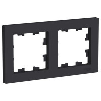 Рамка Schneider Electric Atlas Design ATN001002 двухместная универсальная карбон