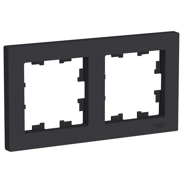 Рамка Schneider Electric Atlas Design ATN001002 двухместная универсальная карбон