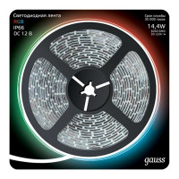 Лента светодиодная SMD 5050 Gauss RGB свет 14,4 Вт 12 В IP66 5 м