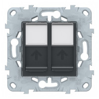 Розетка компьютерная Schneider Electric Unica NEW NU542054 скрытая установка антрацит модули RJ45 cat 5 и RJ45 cat 5е UTP