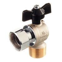 Кран шаровой Stout (SVB-0010-000020) 3/4 НР(ш) х 3/4 НР(ш) бабочка с накидной гайкой угловой