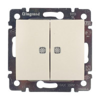 Выключатель Legrand Valena 695630 двухклавишный скрытая установка слоновая кость с подсветкой