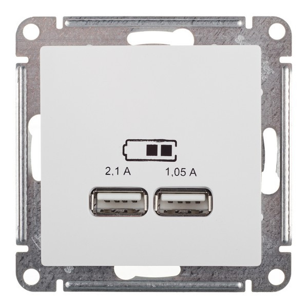 Розетка USB Schneider Electric Atlas Design ATN000133 скрытая установка белая два модуля USB