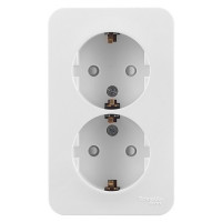 Розетка Schneider Electric Blanca двойная BLNRA011211 открытая установка белая с заземлением со шторками