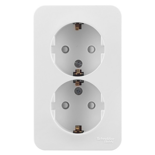 Розетка Schneider Electric Blanca двойная BLNRA011211 открытая установка белая с заземлением со шторками