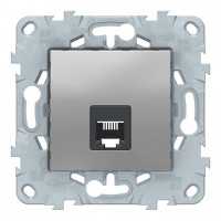 Розетка телефонная Schneider Electric Unica NEW NU549230 скрытая установка алюминий один модуль RJ11