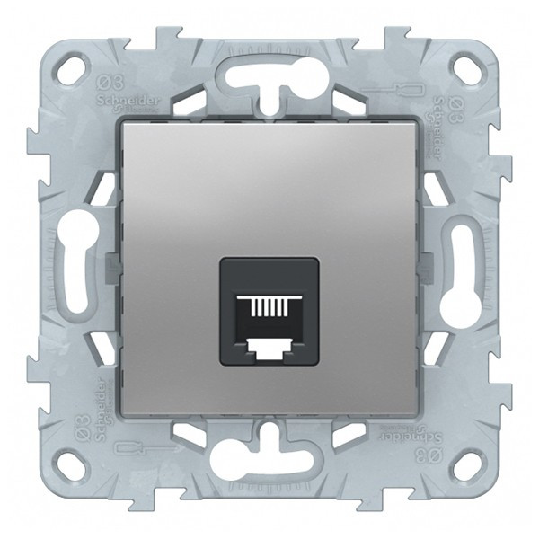 Розетка телефонная Schneider Electric Unica NEW NU549230 скрытая установка алюминий один модуль RJ11