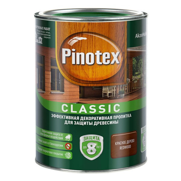 Антисептик Pinotex Classic декоративный для дерева красное дерево 1 л