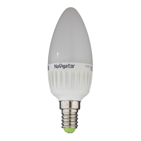 Лампа светодиодная Navigator 7 Вт E14 свеча С37 2700К теплый белый свет 220 В матовая диммируемая