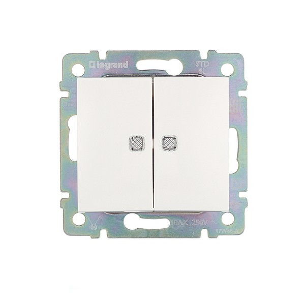 Выключатель Legrand Valena 694290 двухклавишный скрытая установка белый с подсветкой
