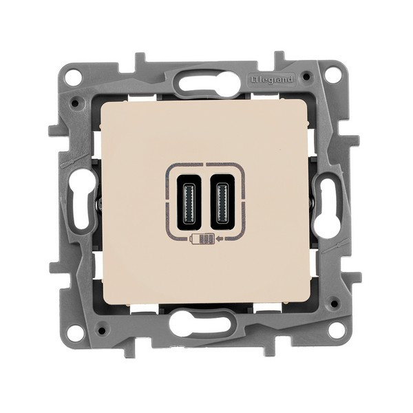 Розетка USB Legrand Etika 672235 скрытая установка белый два модуля USB