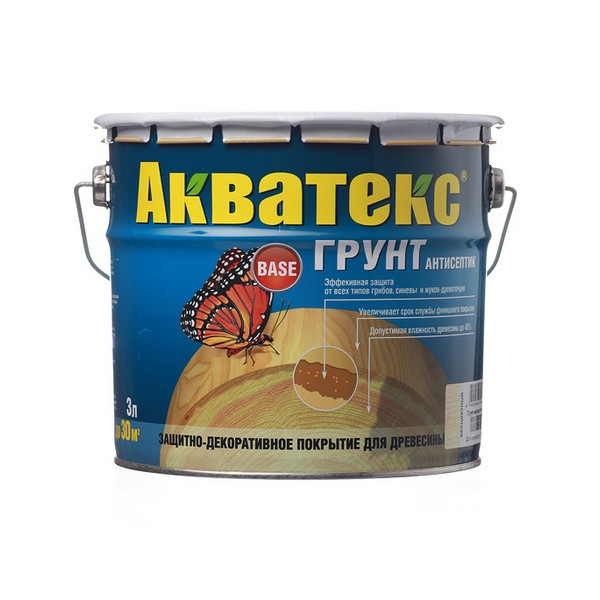 Антисептик Акватекс грунтовочный для дерева бесцветный 3 л