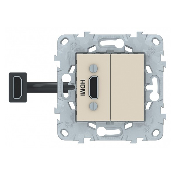 Розетка HDMI Schneider Electric Unica NEW NU543044 скрытая установка бежевая один модуль HDMI