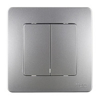 Выключатель с рамкой Schneider Electric Blanca BLNVS010503 двухклавишный скрытая установка алюминий