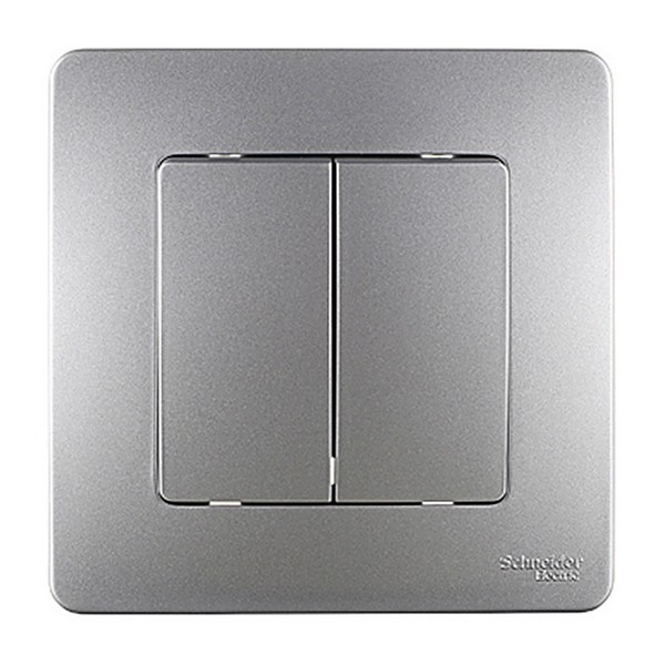 Выключатель с рамкой Schneider Electric Blanca BLNVS010503 двухклавишный скрытая установка алюминий