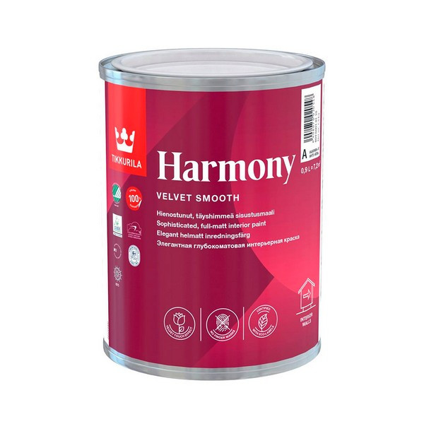 Краска водно-дисперсионная Tikkurila Harmony моющаяся белая основа А 0,9 л
