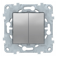 Переключатель Schneider Electric Unica NEW NU521530 двухклавишный перекрестный скрытая установка алюминий