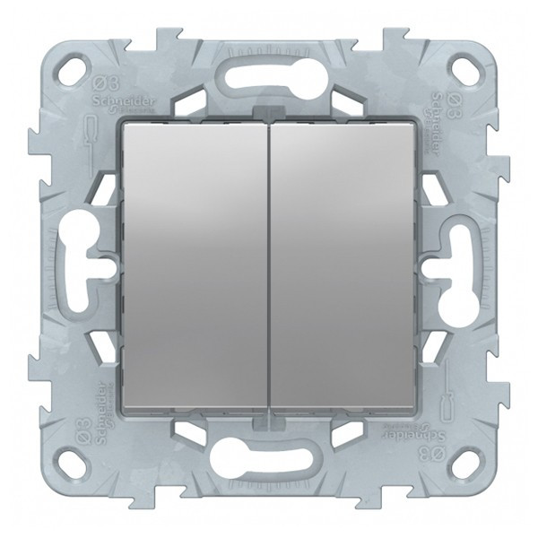 Переключатель Schneider Electric Unica NEW NU521530 двухклавишный перекрестный скрытая установка алюминий