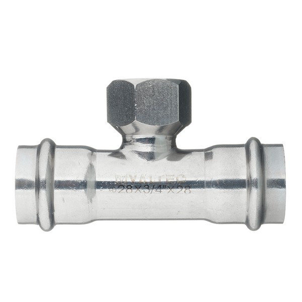 Тройник VALTEC (VTi.932.I.280528) 28 мм х 3/4 ВР(г) х 28 мм нержавеющая сталь
