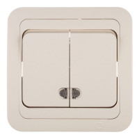 Выключатель с рамкой Makel Mimoza 25023 двухклавишный скрытая установка бежевый с подсветкой