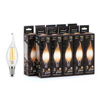 Лампа светодиодная Gauss Filament 9 Вт E14 филаментная свеча на ветру 2700К теплый белый свет 150-265 В прозрачная (10 шт.)