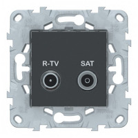 Розетка телевизионная Schneider Electric Unica NEW NU545554 оконечная R-TV-SAT скрытая установка антрацит