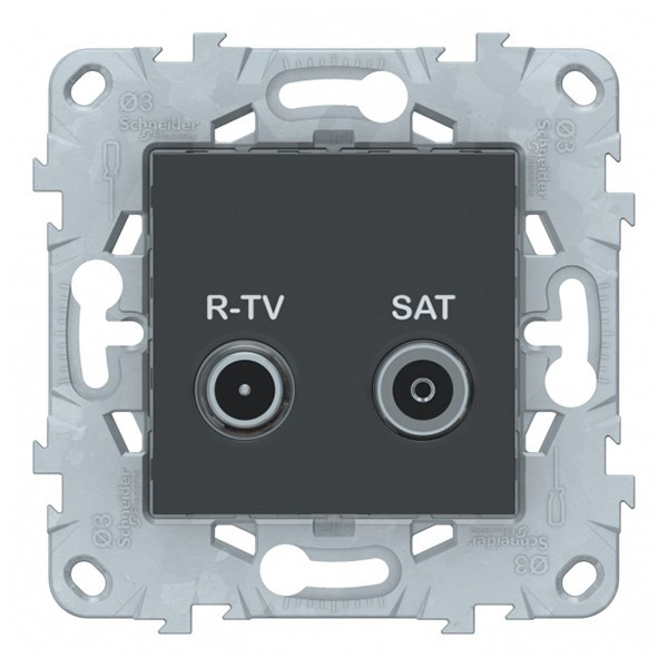 Розетка телевизионная Schneider Electric Unica NEW NU545554 оконечная R-TV-SAT скрытая установка антрацит