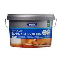 Краска водно-дисперсионная Текс Профи для ванных и кухонь моющаяся белая основа А 1,8 л