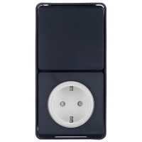 Блок переключателя с розеткой Schneider Electric Mureva S MUR36024 одноклавишный открытая установка антрацит с заземлением IP55 со шторками