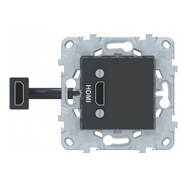 Розетка HDMI Schneider Electric Unica NEW NU543054 скрытая установка антрацит один модуль HDMI