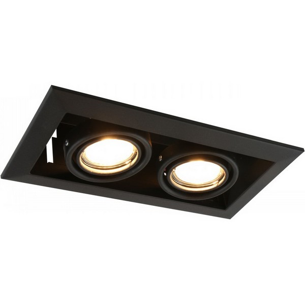 Светильник встраиваемый ARTE LAMP GU10 250х130 мм двойной поворотный 50 Вт 220 В прямоугольный IP20 черный