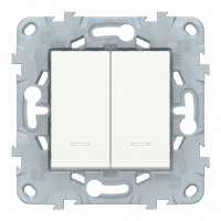 Переключатель Schneider Electric Unica NEW NU521318N двухклавишный на 2 направления скрытая установка белый с подсветкой