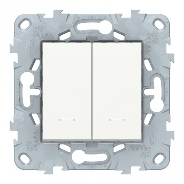 Переключатель Schneider Electric Unica NEW NU521318N двухклавишный на 2 направления скрытая установка белый с подсветкой