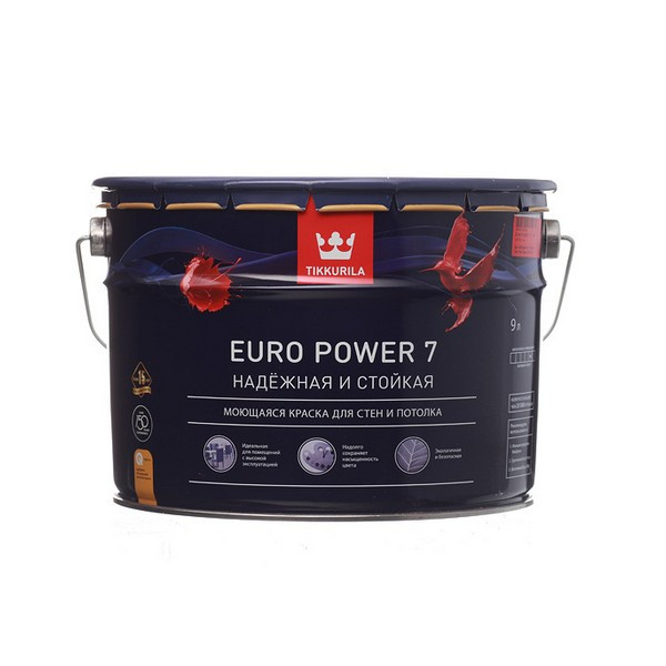 Краска водно-дисперсионная Tikkurila Euro Power 7 моющаяся основа C 9 л