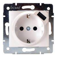 Розетка USB Lezard KARINA 707-3088-181 скрытая установка жемчужно-белая с заземлением один модуль USB