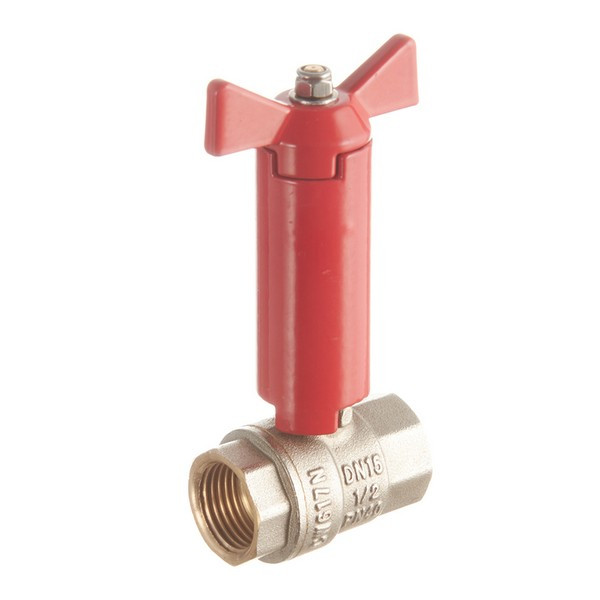 Кран шаровой латунный VALTEC (VT.250.N.04) 1/2 ВР(г) проходной бабочка с удлиненным штоком прямой