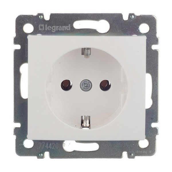 Розетка Legrand Valena 694280 скрытая установка белая с заземлением