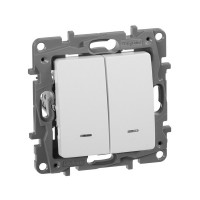 Выключатель Legrand Etika 672204 двухклавишный скрытая установка белый с подсветкой