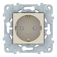 Розетка Schneider Electric Unica NEW NU505744 скрытая установка бежевая с заземлением со шторками с быстрозажимными клеммами
