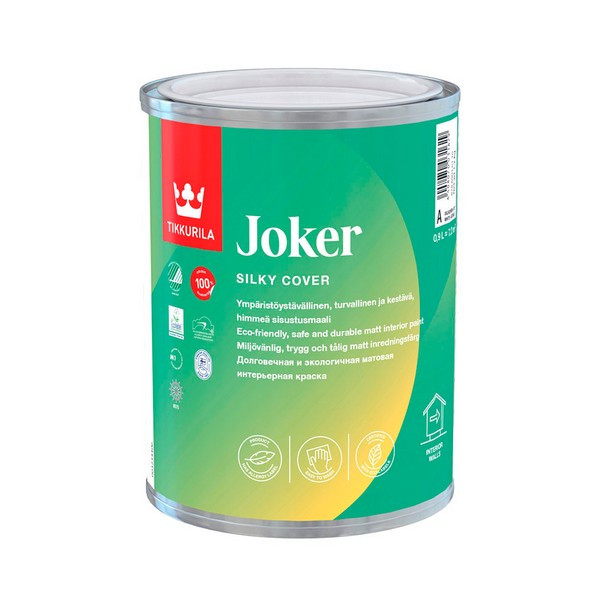 Краска водно-дисперсионная Tikkurila Joker моющаяся белая основа А 0,9 л